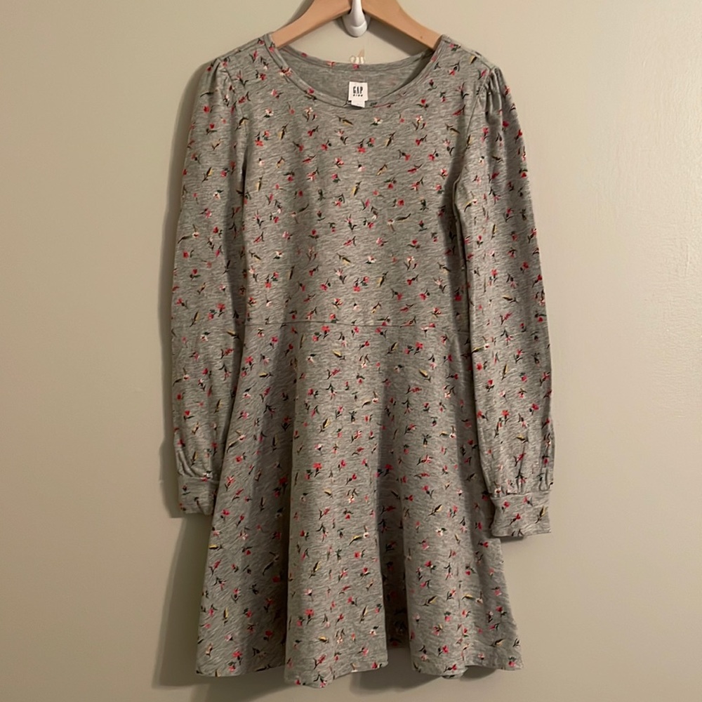 Gap Girl’s Gray Floral Cotton Dress Size L Large